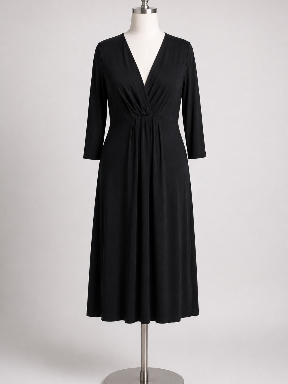 BODEN Black Draped V-Neck Maxi Dress with 3/4 Sleeves Size 16 long - Picture 1 of 12